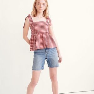 Madewell Rosalie Tie-Strap Top in Seersucker Check